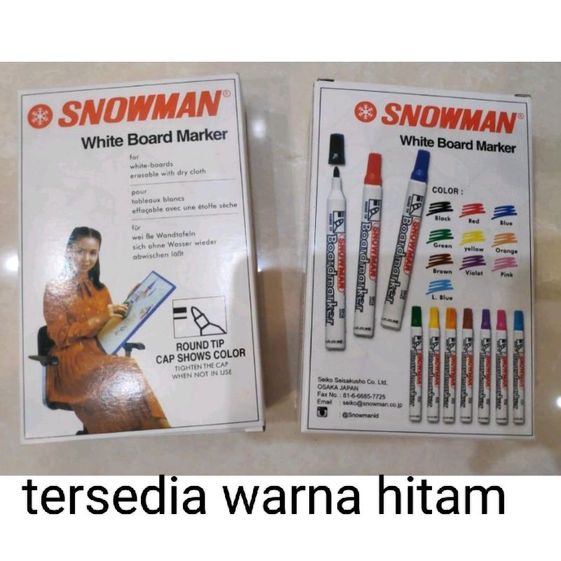 

spidol snowman tidak permanent warna hitam 1kotak isi 12pcs