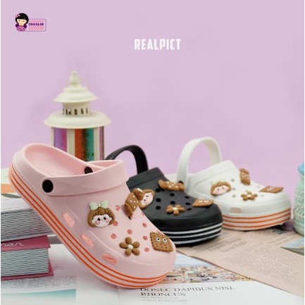 littlekiddoss Sendal Bapao Wanita Import Sendal Clog Viral Fuji Sandal Slop Eva Jibblitz Sol Tinggi 3cm SD2212