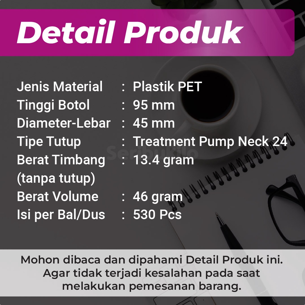 Botol Pump 100 ml SBR/Botol PET Treatment Pump 100 ml Pink &amp; Silver Full Cover