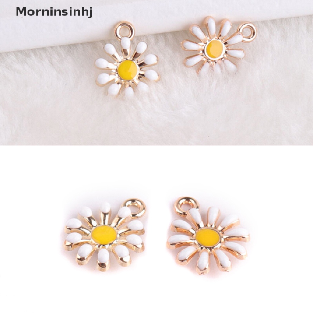 Mornin 10Pcs/Set Enamel Alloy Bentuk Bunga Matahari Ch Liontin Membuat Perhiasan Kerajinan DIY id