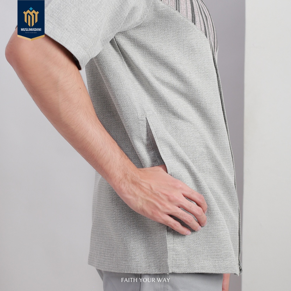 Muslimadani Baju Koko MIZAN Kemko Dewasa Lengan Pendek Baju Muslim Kemeja Koko Pria Bordir-3