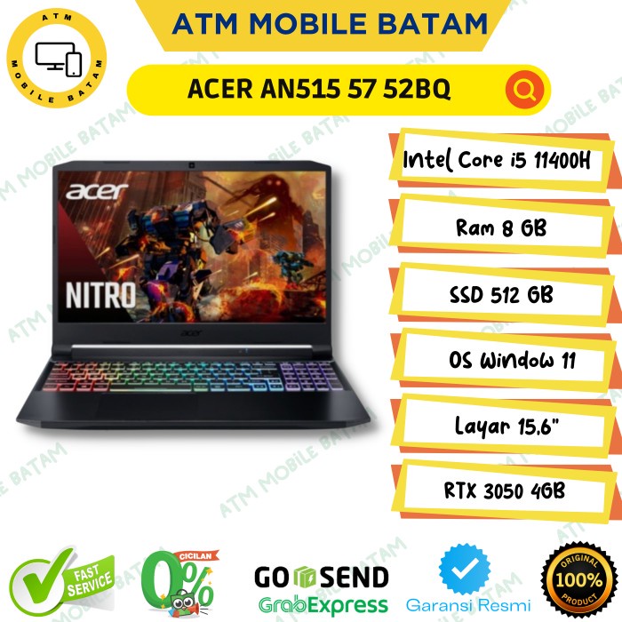 Acer Predator Nitro 5 AN515 57 52BQ I5 11400H 8/512GB RTX3050 4GB