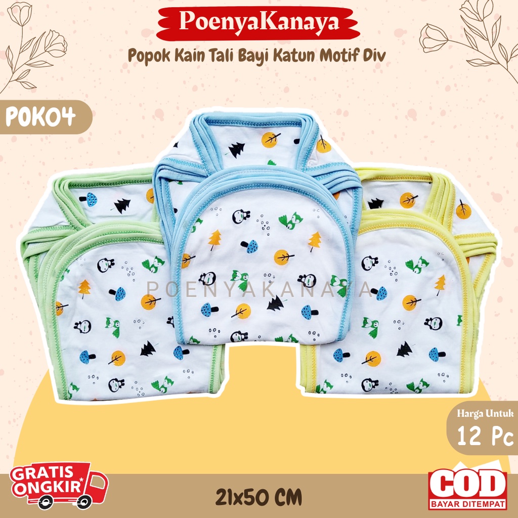 1lusin Celana Popok Kain Tali Bayi Katun Motif Div POK04