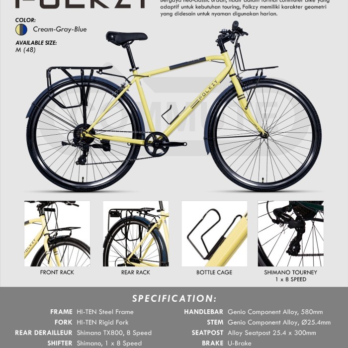 Sepeda Touring Commuter Genio Folkzy 700C New 8 Speed #Original