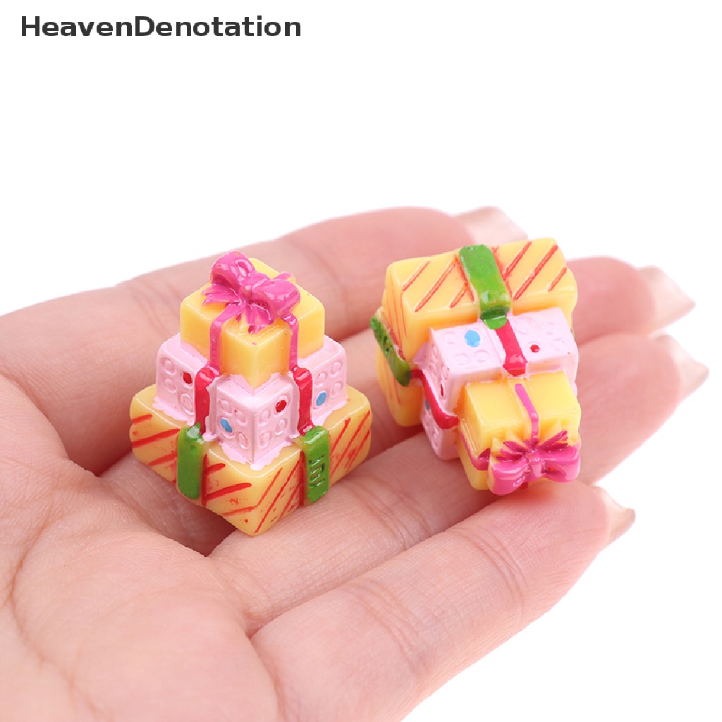 [HeavenDenotation] 2pcs Rumah Boneka Natal 3D Kotak Hadiah Mainan Mini Miniatur Gift Box Kubus Furniture HDV