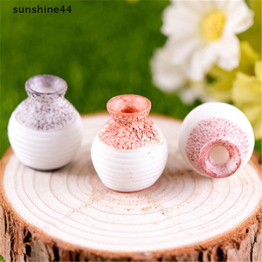 Sunshine Resin Miniatur Mulut Kecil Vas Diy Craft Aksesori Rumah Taman Dekorasi Aksesoris Home Decoration Fine-cut Vas Ornamen ID