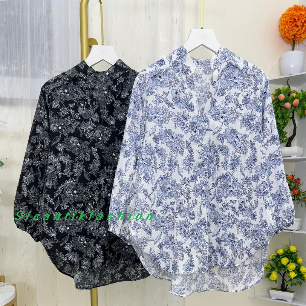 Kemeja Blouse wanita Cotton Crinkle / Kemeja Style Korea Bahan Adem