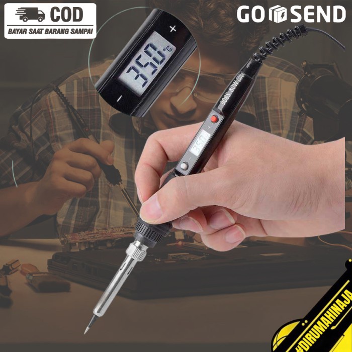 Solder Listrik Pengatur suhu LCD Electric Soldering Iron 220V 80W