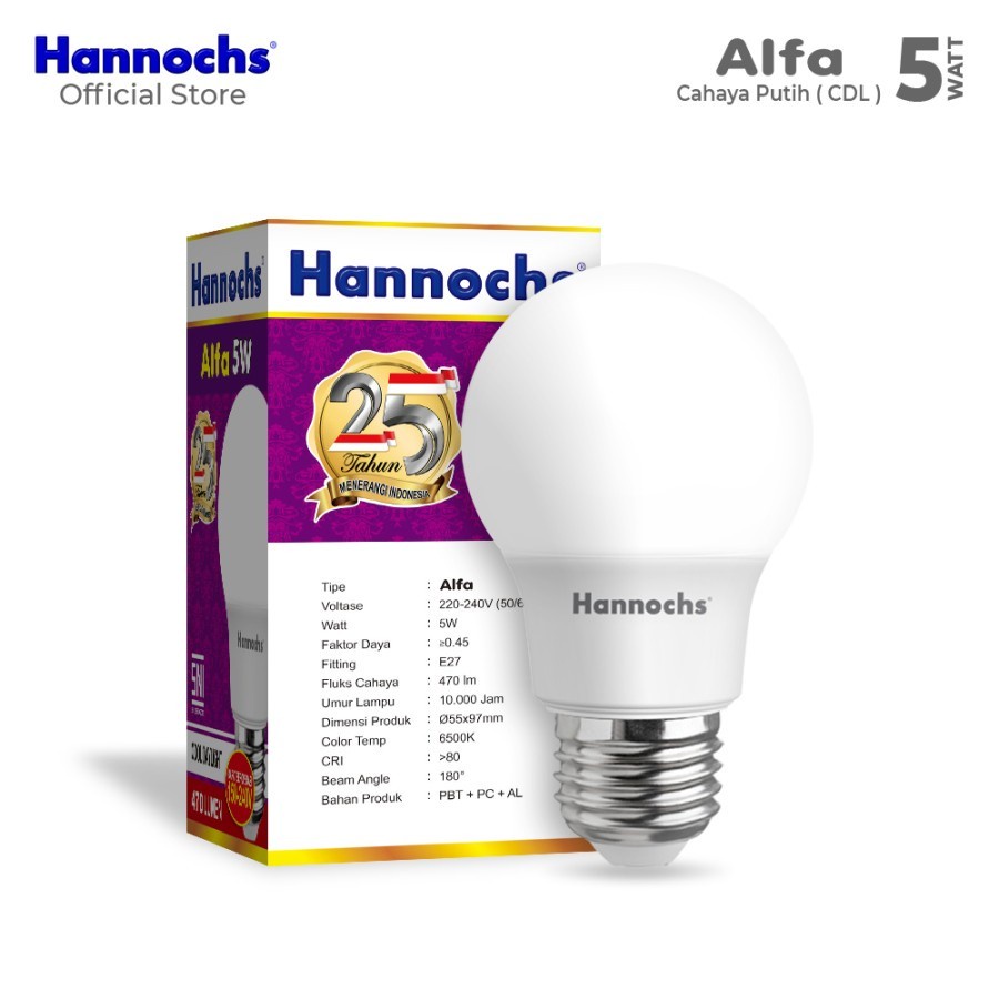 Hannochs - Lampu LED Alfa - 5 watt - cahaya Putih