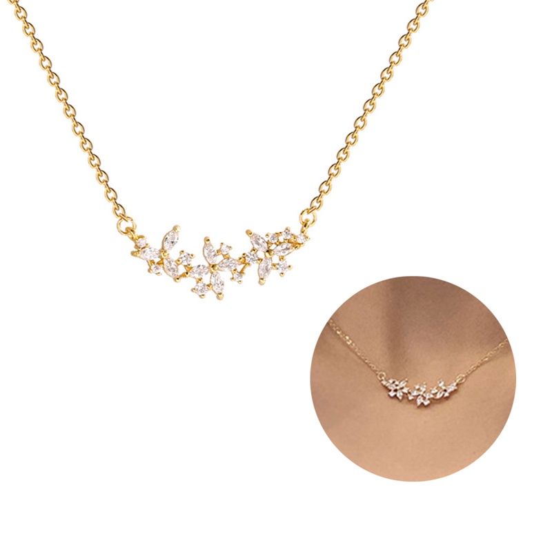 Titanium Steel Kelopak Bunga Liontin Kalung Untuk Wanita Fashion Mewah Zirconia Choker Kalung Perempuan Perhiasan Hadiah