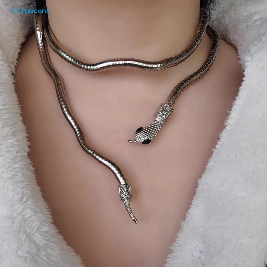 [LS] Kalung Choker Gaya Barat Electroplating Adjustable Multi-Fungsi Pengerjaan Halus Berdandan Indah Punk Alloy Ular Choker Perhiasan Aksesori