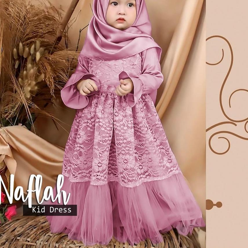 ➻ GAMIS SYARI ANAK PEREMPUAN BROKAT SATIN TILE NAFLAH | MAXI DRESS PANJANG FASHION MUSLIM CEWEK BRUK