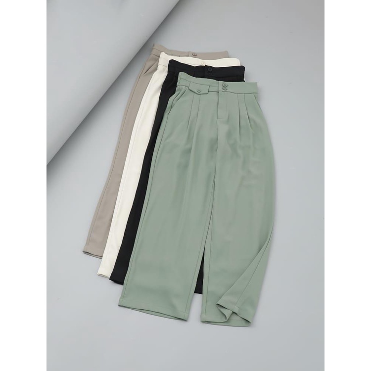 ZASKIYA - ADIRA PANTS CELANA BUTTON HIGHWAIST WANITA