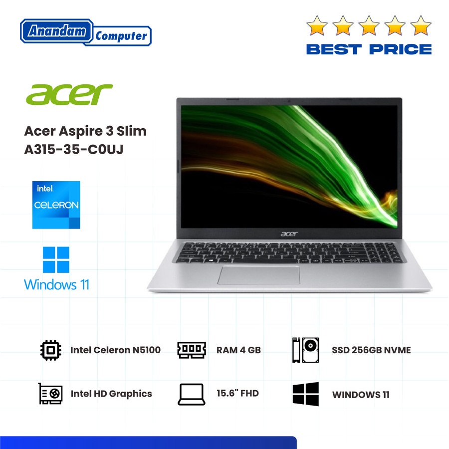 Acer Aspire 3 A315-35-C0UJ Celeron-N5100 4GB SSD 256GB 15.6' W11
