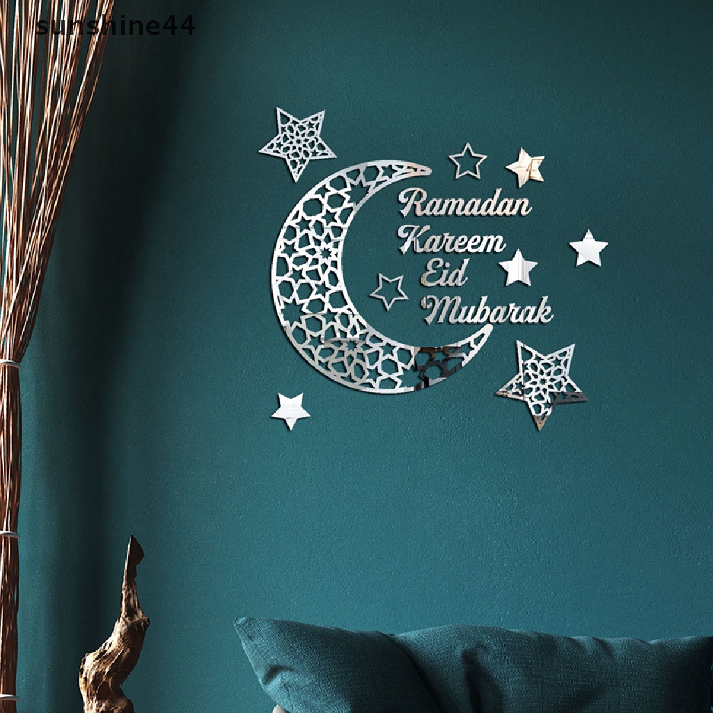 Sunshine Ramadan Stiker Dinding Bulan Bintang Lentera DIY Wall Decal Kareem Ramadan Dekorasi Untuk Rumah Islami Muslim Mural Eid Mubarak ID