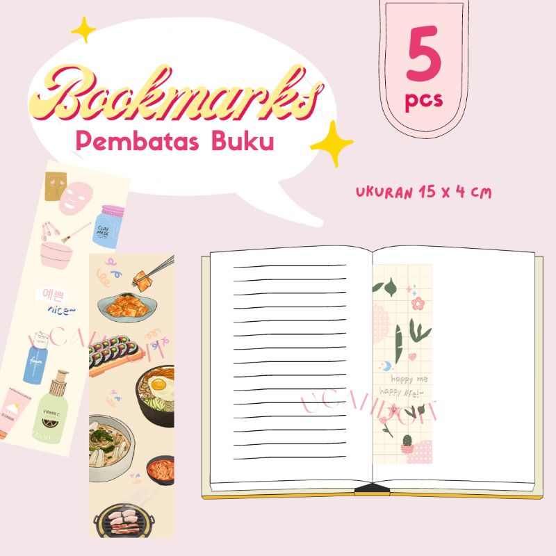 

5pcs Bookmarks (Pembatas Buku, Penanda Halaman)