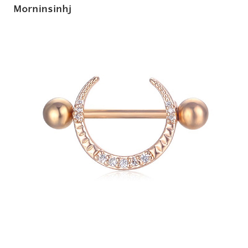 Mornin Cincin Puting Seksi Stainless Steel Zirkon Bulan Baru Berbentuk U Nipple Ring Barbel Nipple Studs Tubuh Seksi Nipple Jewelry id