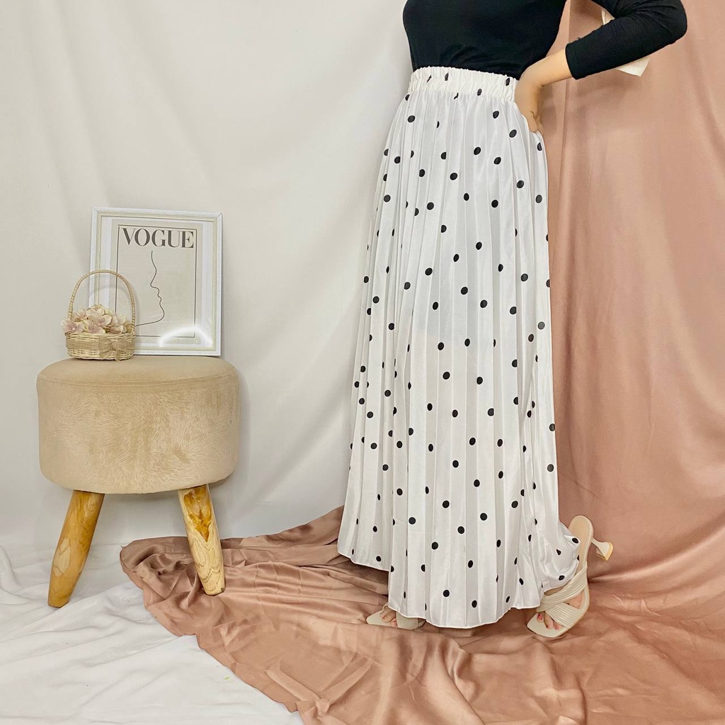 ROK PLISKET HYGET LIPATAN BESAR/ROK PLISKET KLOK MOTIF POLKADOT