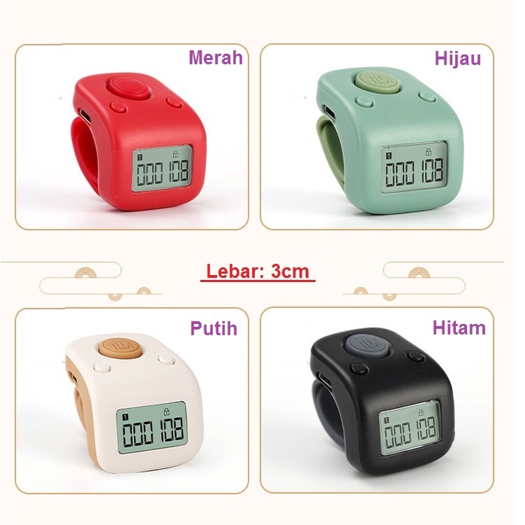 Tasbih Digital Rechargeable Generasi Terbaru Tally Counter Hold Silent Finger Sholat Olahraga Hadiah