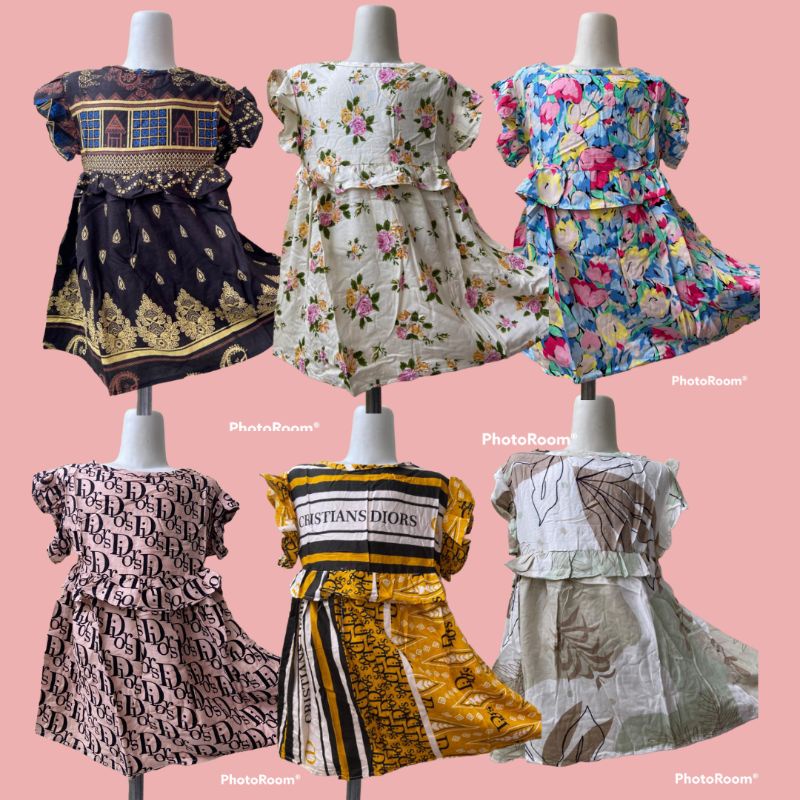 DRESS MALALA 1-4th krinkle airflow ramai viral bajau anak perempuan grosir murah