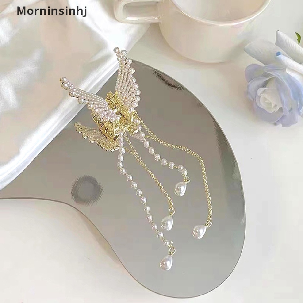 Mornin Rumbai Kupu Mutiara Jepit Rambut Wanita Hair Claw Hairpin Rambut Kepiting HairAccessory id