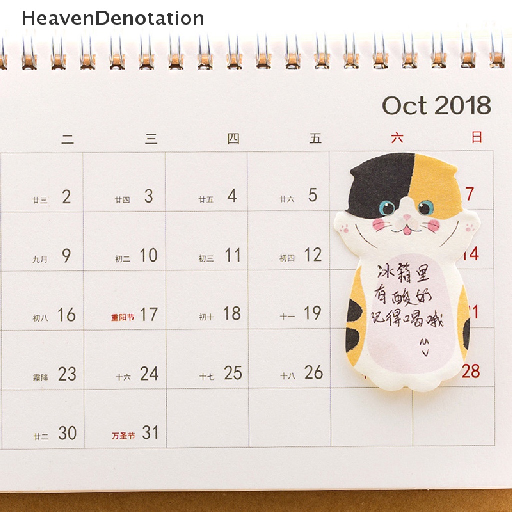 [HeavenDenotation] Cute Cat Series Sticky Note Stiker Pesan Siswa N Times Memo Pad Scrapbooking Sekolah Label Alat Tulis HDV