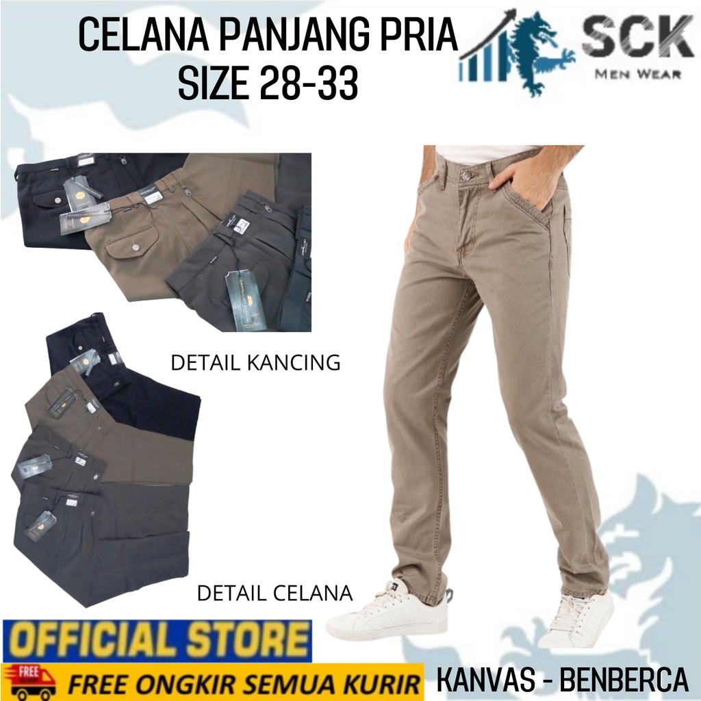 Celana Panjang Pria BENBERCA KANVAS ukuran 28-33 / Pakaian Kerja Formal Laki-laki / Bawahan Basic Halus - sckmenwear GROSIR