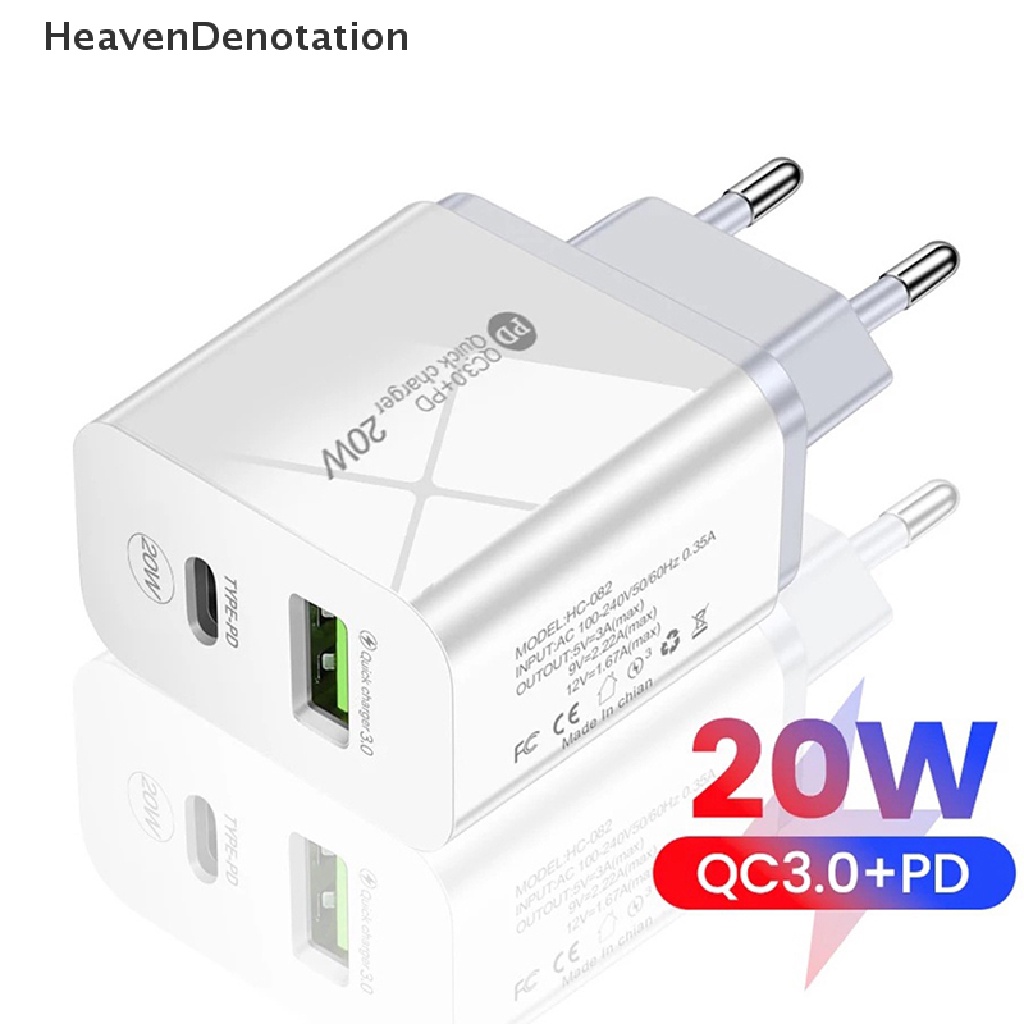 [HeavenDenotation] Pd 20W USB Charger Quick Charge 3.0 Fast Phone Charger Adapter Tipe-PD Untuk Telepon HDV