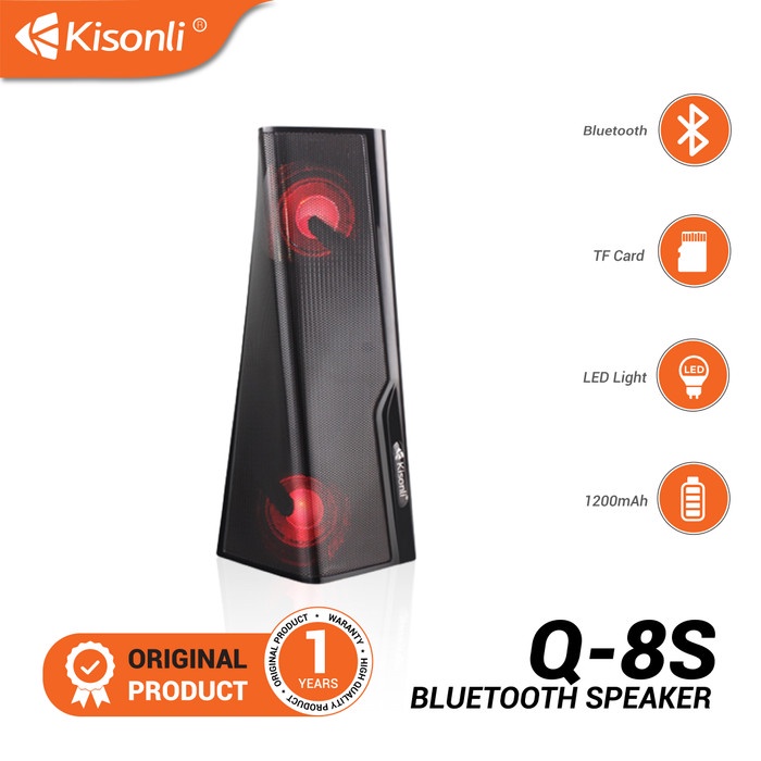 KISONLI -SPEAKER WIRELESS BLUETOOTH 4.2 HIFI TWS 3D SURROUND SOUND-Q8S ORIGINAL