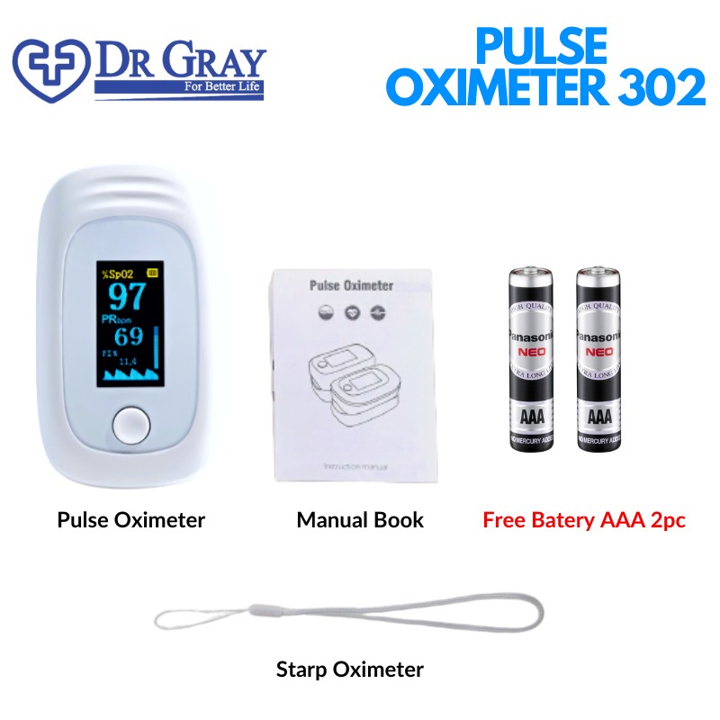 Alat Ukur Kadar Oksigen SpO2 OX302 DR.GRAY Pulse Oximeter Finger Clip