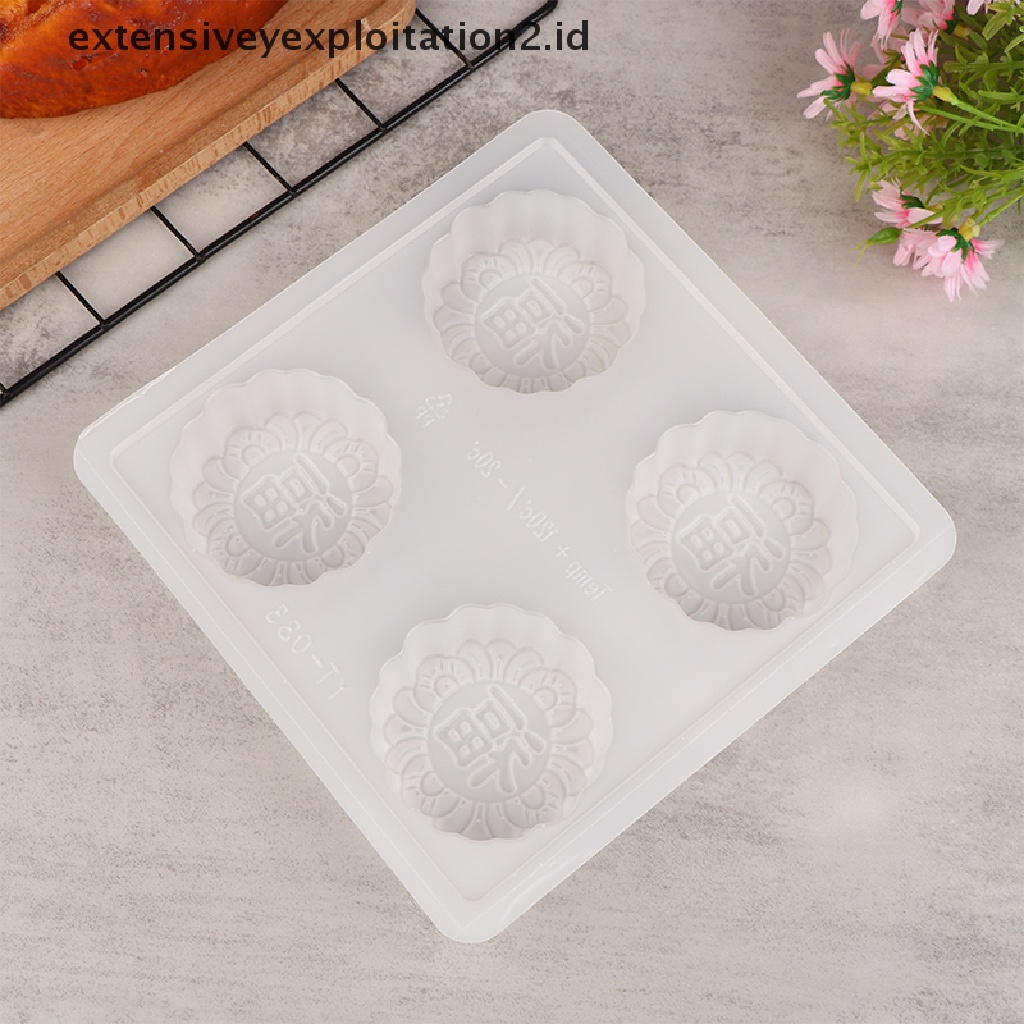 {NEW} 4 Cavity Fu Word Shape Mooncake Mold Cetakan Kue Kering Plastik Gadget Dapur DIY.