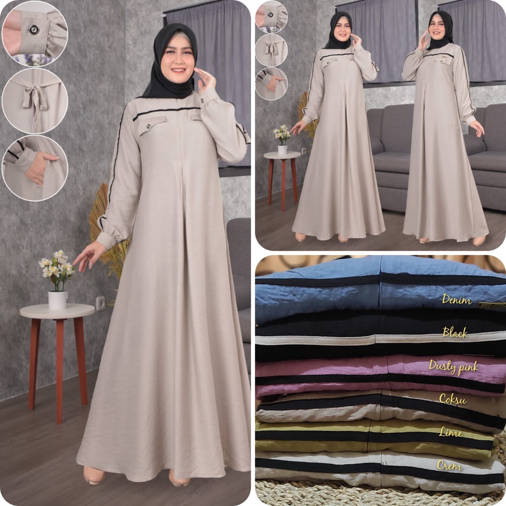 GAMIS KHANZA SYAR'I BAHAN LINEN