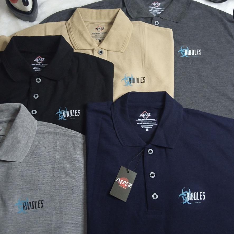 Bisa Cod Polo Shirt Pria Kaos Kerah Jumbo Big Size Original Motif Riddles - Model Baru 