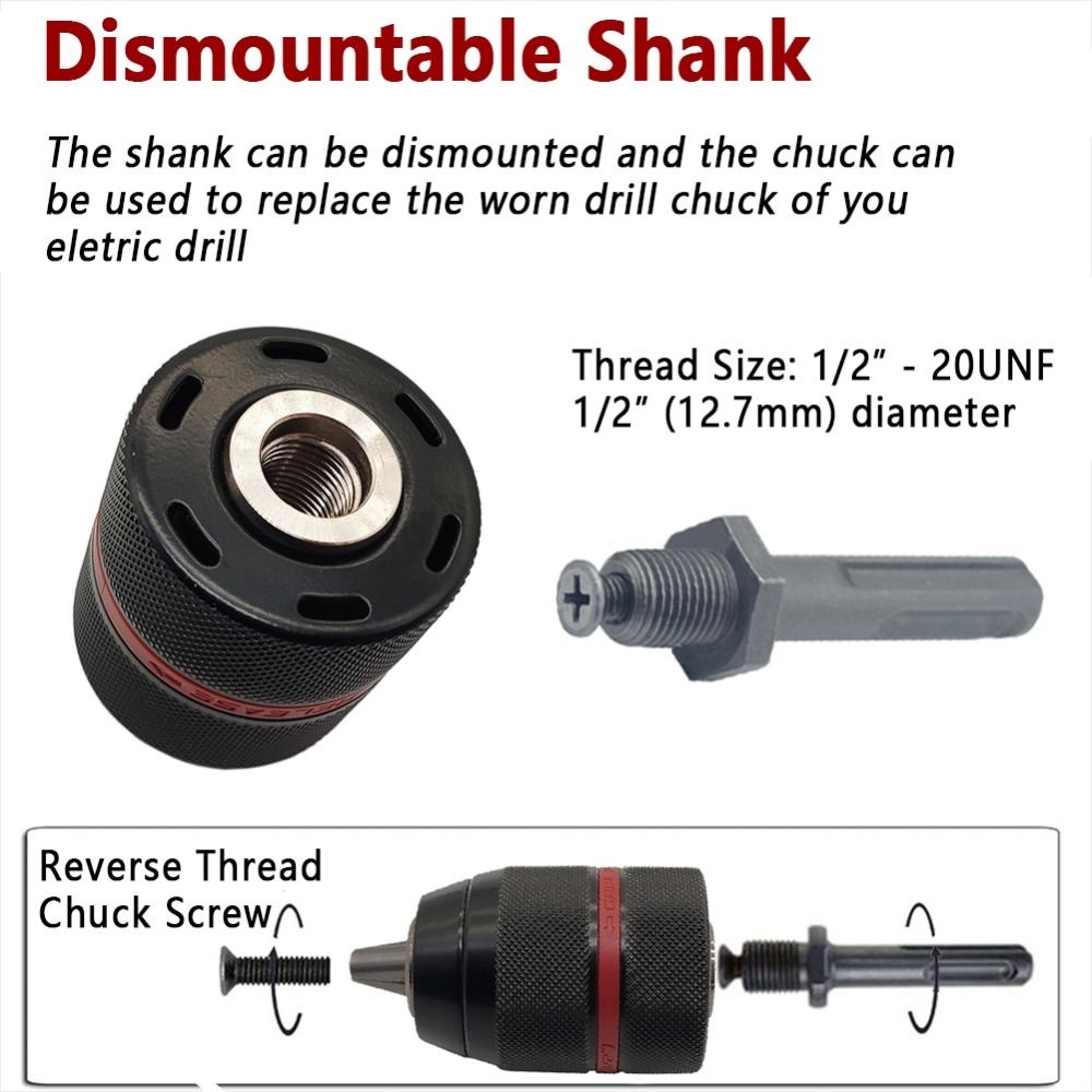 Lanfy Keyless Drill Chuck Shank/SDS/Socket Untuk Rotary Hammer/Hammer Drill Adaptor Mata Bor Adapter Perempuan Chuck Bor Tangan Hex Shank Alat Perlengkapan Perubahan Cepat Converter