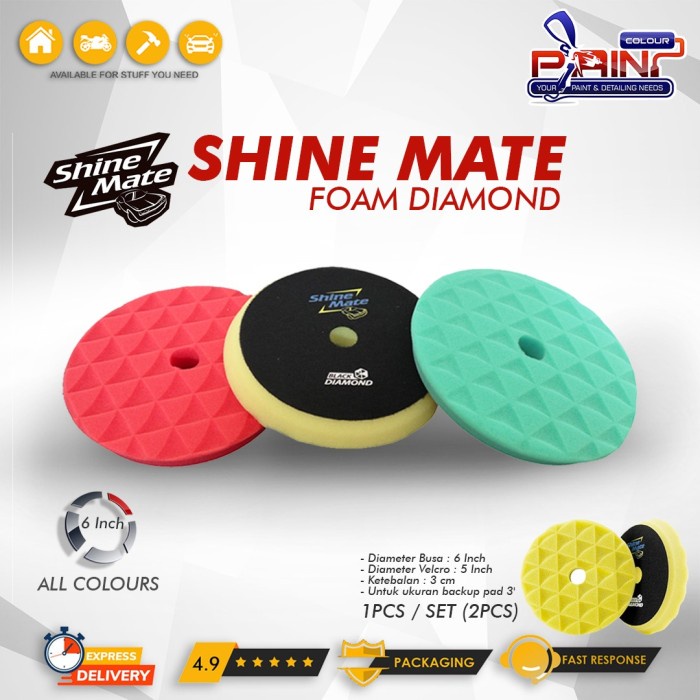 SHINEMATE Busa Poles Diamond Foam Pad 6 Inch - All Colours