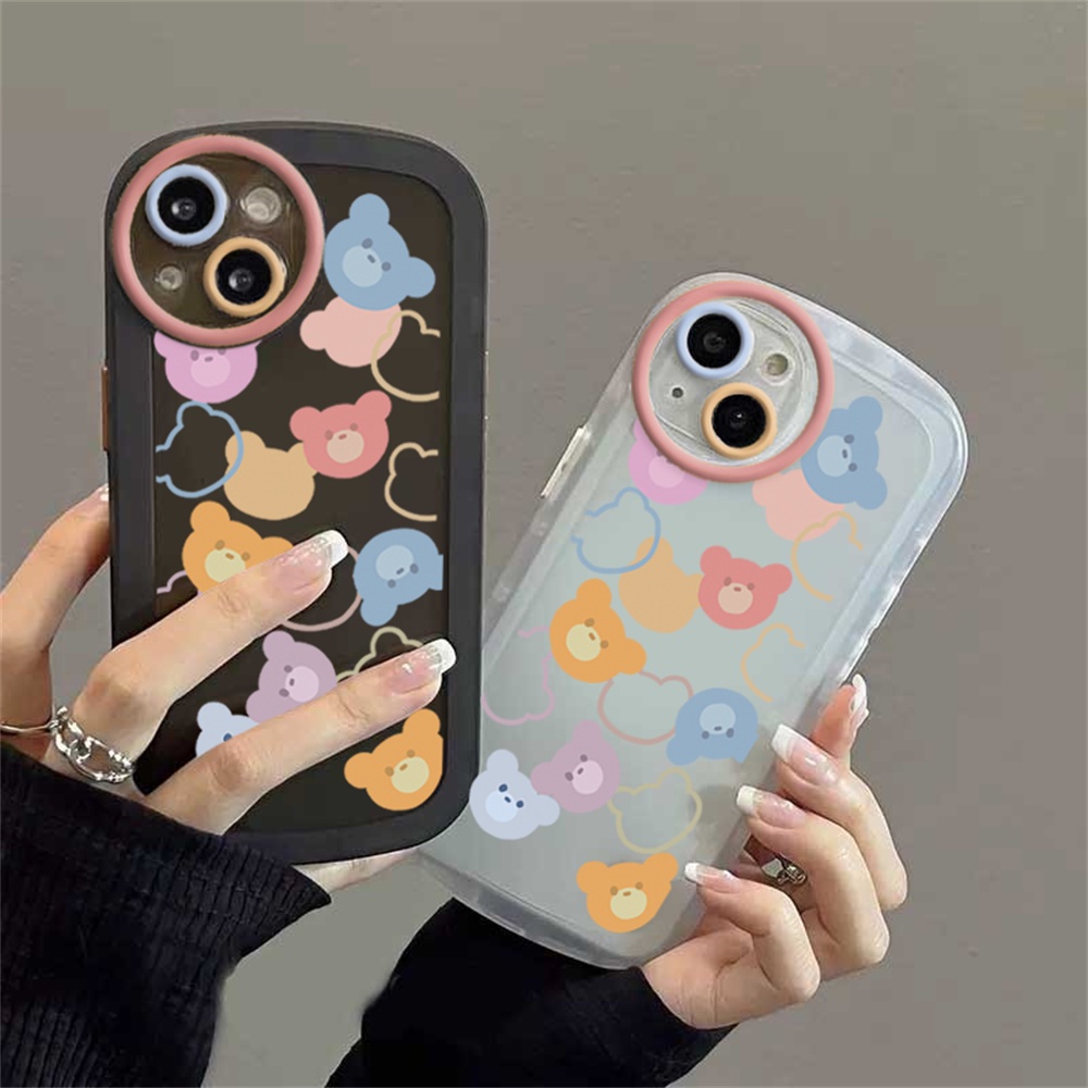 Soft Case Beruang Warna-Warni Redmi Note 11 Pro 11S Redmi 10C 10A 9C 9T 9A Note10 Note 10S Note9 Note8 Note 8 Pro Note7 Poco M3 X3 Pro NFC Kartun Jatuh Silikon Penutup Telepon