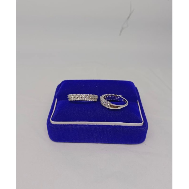 Cincin listring 2baris mp gradasi kecil besar / cincin perak asli silver 925 lapis emas/ cincin fashion wanita terbaru