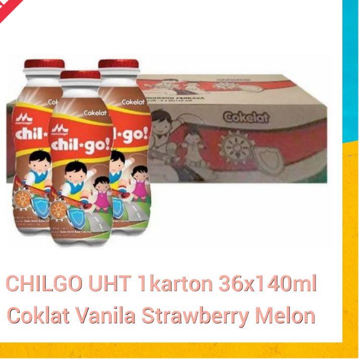 

➹ CHIL GO UHT 1 KARTON 36 BOTOL COKLAT STRAWBERRY VANILLA MELON PISANG chilgo ml KALBE ✽