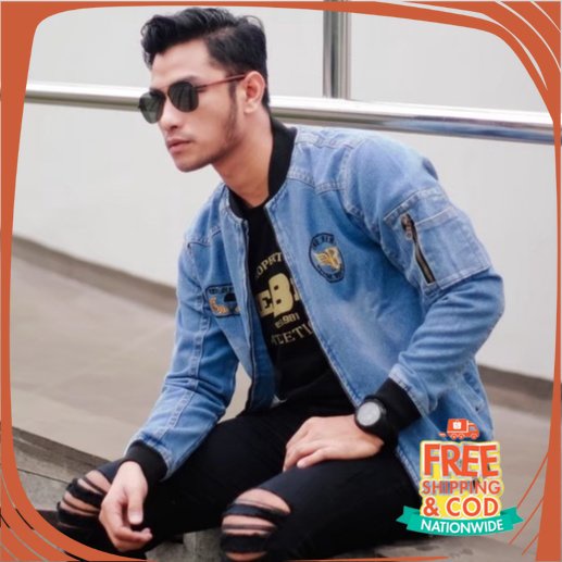 JAKET JEANS NEW BREND DENIM UNISEX/ Jaket jeans pria bomber B bordil / jaket denim jumbo bordil  THE