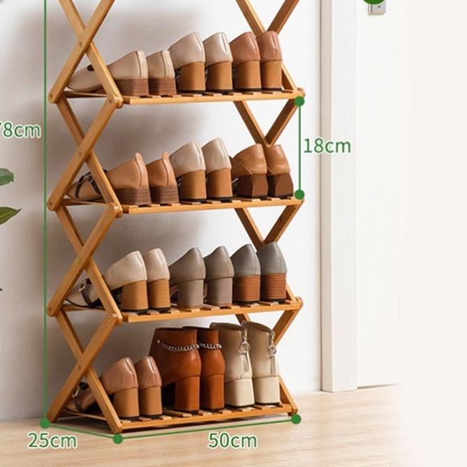 ➬ Muzy Rak Sepatu Kayu Zig zag Rak Tanaman Rak Bunga Hiasan Rak Serbaguna Tempat Sepatu Silang HRS20