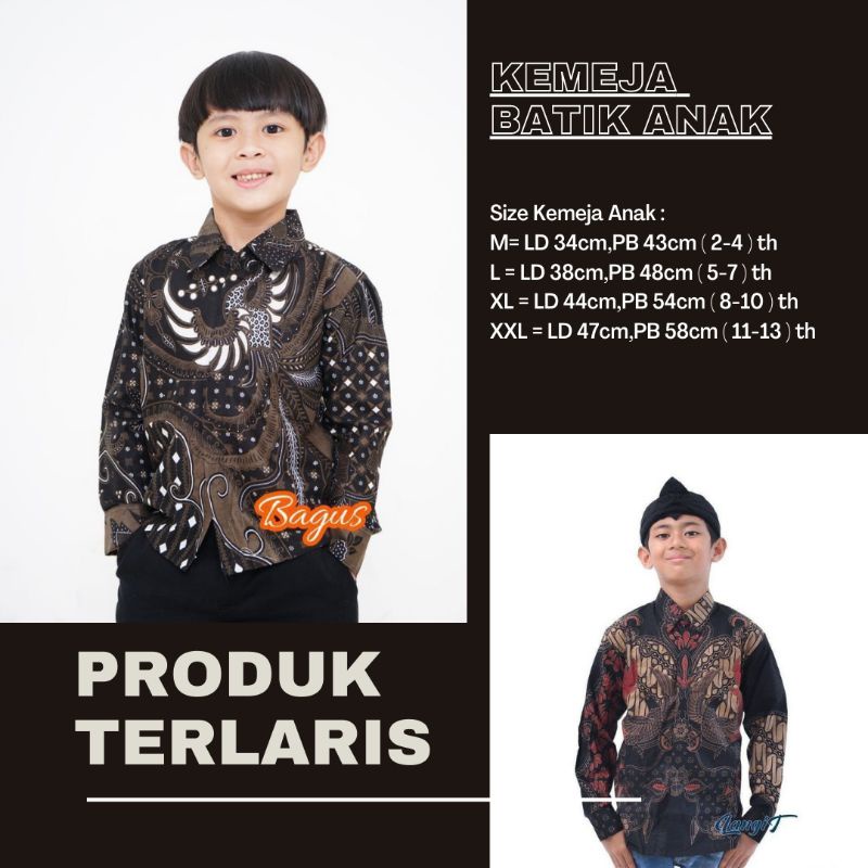 KEMEJA BATIK ANAK COWOK BAJU BATIK ANAK COWOK LENGAN PANJANG UMUR 2-14 TAHUN