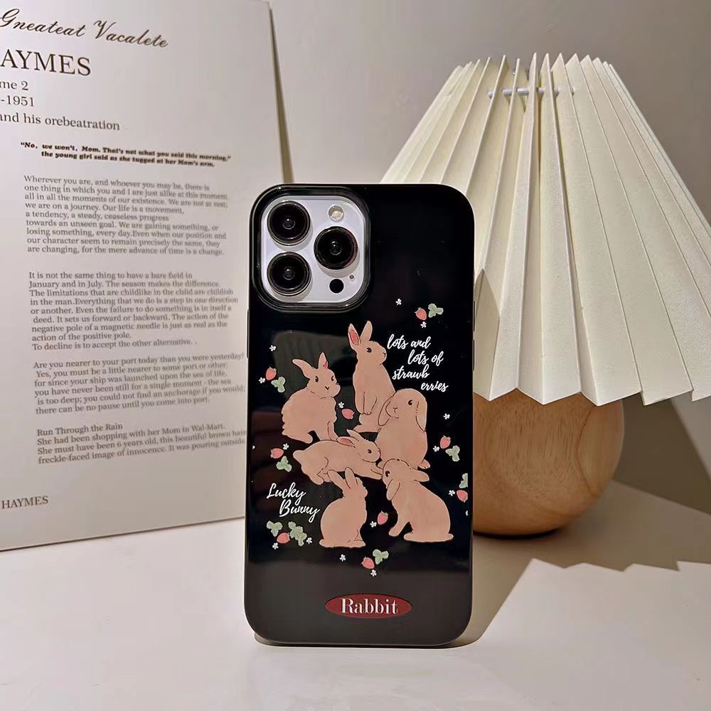 IPHONE Ins Ilustrasi Kelinci Cocok Untuk Iphone14 14pro 14plus 13 13mini 13pro 13prm iPhone12 7Plus 8Plus Xr XS 13 12mini Pro Max Empat Sudut Casing Ponsel Tahan Guncangan