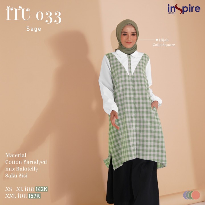 Tunik Inspire Youth ITU 033 Terbaru / Lilac-Peach-Light Grey-Sage / Fashion Muslim Tunik Inspire Youth