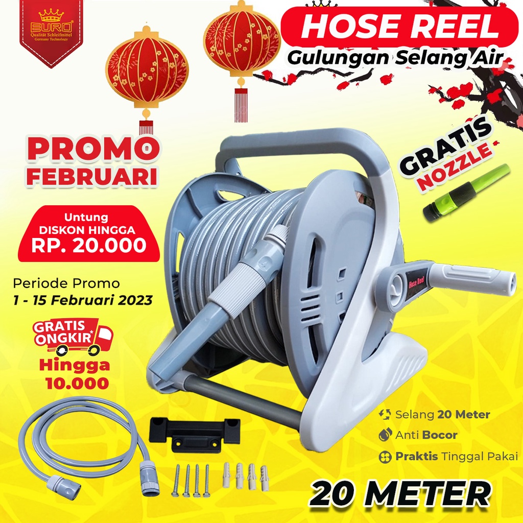 Gulungan Selang Air Manual Hose Reel 20 Meter Praktis Tinggal pakai