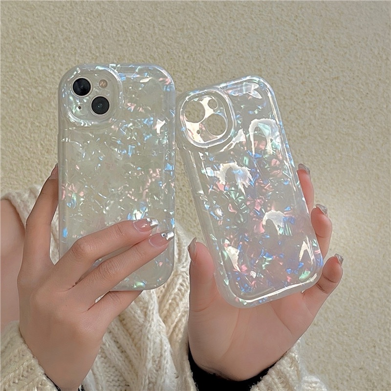 IPHONE Casing Motif Cangkang Mimpi Berkilau Motif Meteorite Streak Mewah Untuk Iphone12 11 13 Pro Max 14 Pro Max14 Plus Soft IMD Silicone Cover Soft Casing