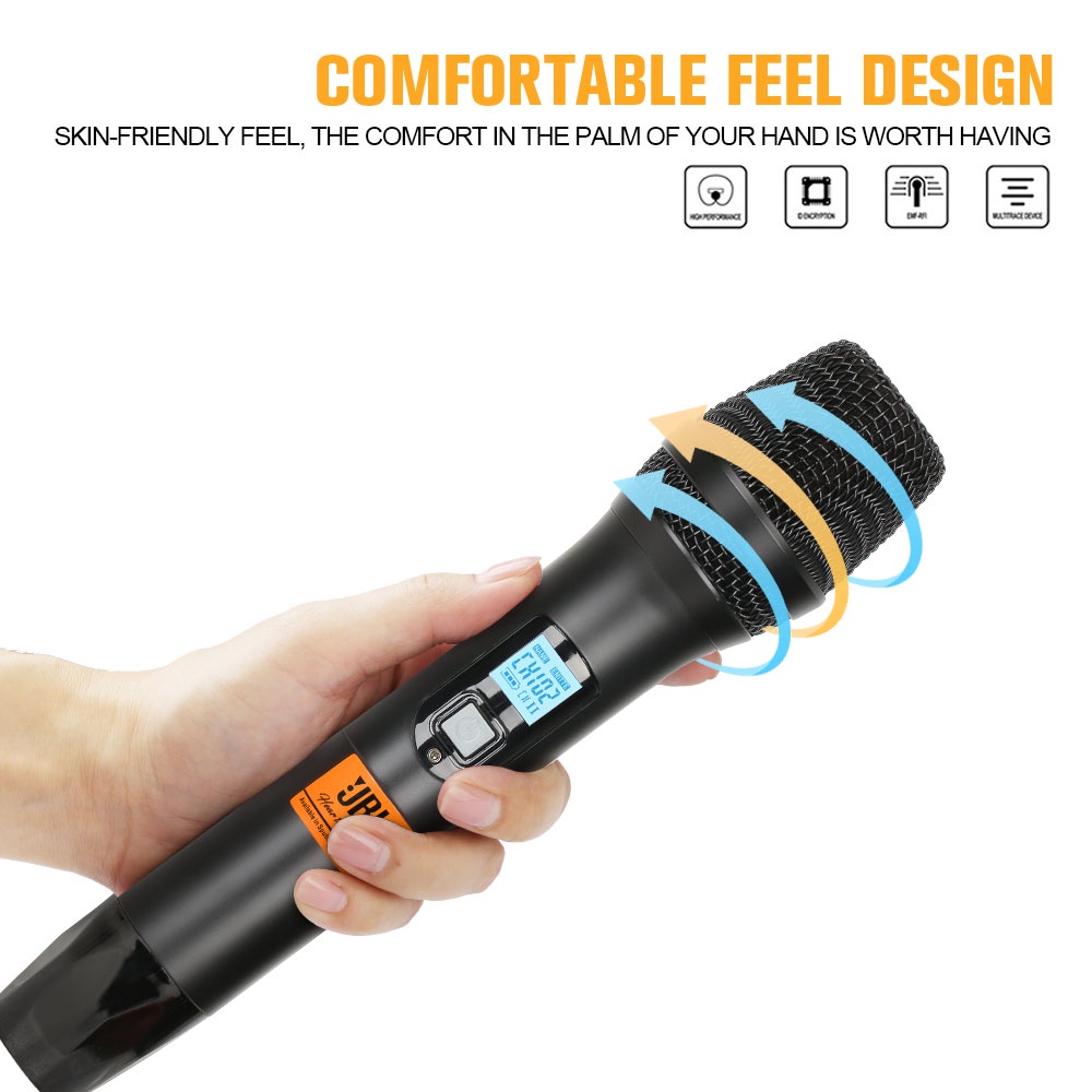 Versi profesional asli  TD980 baru satu derek dua mikrofon logam nirkabel bagian U dapat berupa FM KTV bernyanyi hiburan keluarga pelatihan pidato karaoke / pertunjukan udara terbuka / kegiatan kuil bernyanyi langsung, adegan pernikahan, COD anti pelui