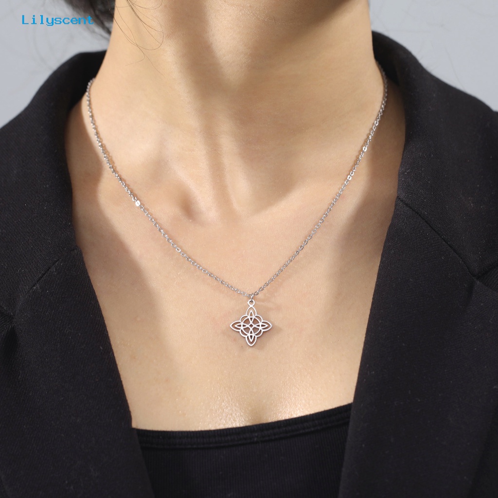 [LS] Liontin Kalung Vintage Temperamen Geometris Electroplating Adjustable Wanita Wanita Square Motif Lingkaran Konsentrik Hadiah Perhiasan Untuk Pacaran