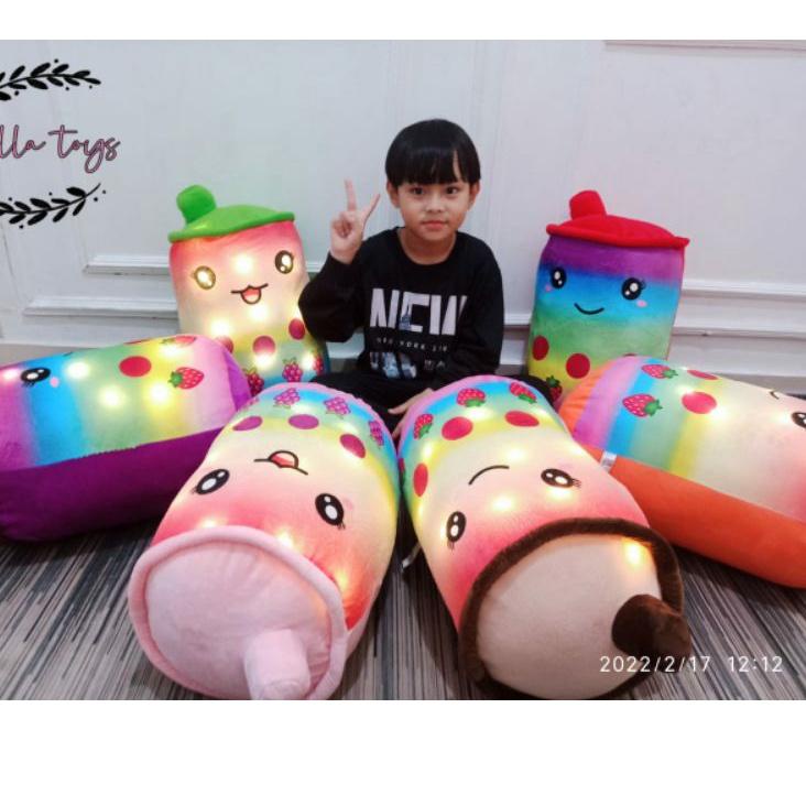⅍ Boneka BOBA RAINBOW LED,BOBA  milk LED boba boneka minuman boba printing dan Bordir Ukuran L dan j