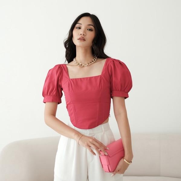 Langsung Atc [TAVIA] JASMINE TOP / ATASAN WANITA / BAJU KOREA WANITA / CROP TOP WANITA