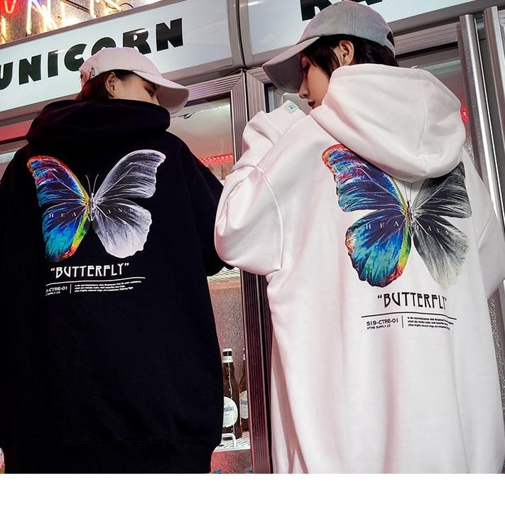 Booming Hoodie Aesthetic Estetik Gambar Butter fly Pria Wanita